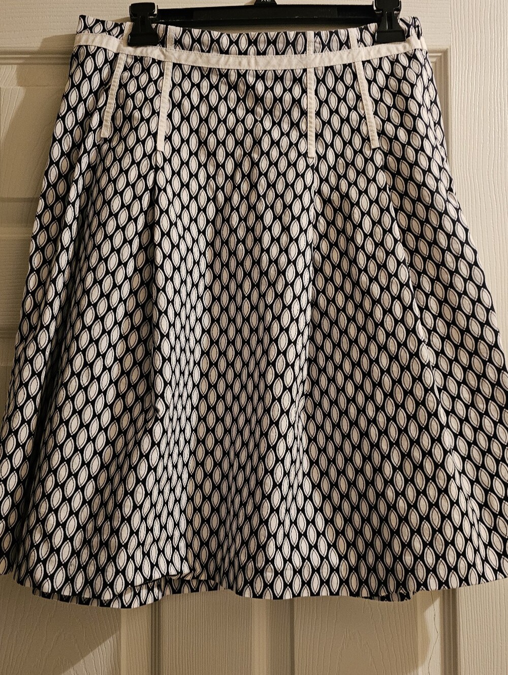 Gap Women's Navy and White Patterned A-Line Skirt